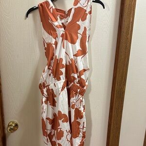Floral Print Jumpsuit in White and Orange